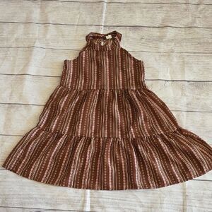 SHEIN Brown and White Halter Tiered Sundress